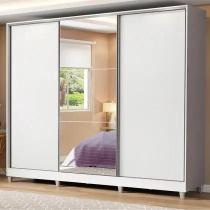 Guarda Roupa Casal Madesa Royale 100 MDF 3 Portas de Correr com Espelho com Pés