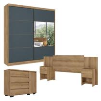 Guarda Roupa Casal Malaga Glass 2 Portas Capuccino Azul Com Cômoda Com Porta Aurora E Cabeceira Formosa Capuccino- Thb Guarda Roupa Casal Malaga Glass 2 Portas Capuccino Azul Com Cômoda Com Porta Aurora E Cabeceira Formosa Capuccino- Thb