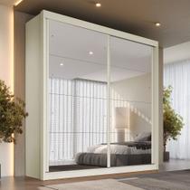 Guarda-Roupa Casal Mali 2 Portas 3 Gavetas 100% Mdf com Espelho 19200 Off White/Peroba - Europa Móveis Guarda-Roupa Casal Mali 2 Portas 3 Gavetas 100% Mdf com Espelho 19200 Off White/Peroba - Europa Móveis