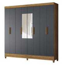 Guarda Roupa Casal Marajó 8 Portas Freijó Cinza com Espelho Moval