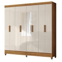 Guarda Roupa Casal Marajó 8 Portas Freijó Off White com Espelho Moval Guarda Roupa Casal Marajó 8 Portas Freijó Off White com Espelho Moval