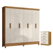 Guarda Roupa Casal Marajó e Cômoda MS913 Freijó Off White Moval