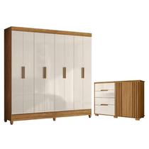 Guarda Roupa Casal Marajó e Cômoda Texas Freijó Off White Moval