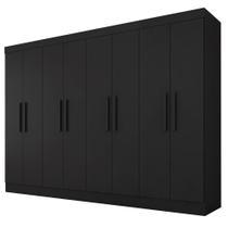 Guarda Roupa Casal Mariah 8 Portas Preto Fosco