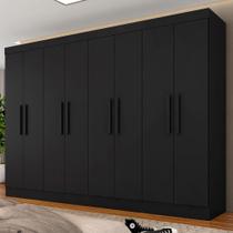Guarda Roupa Casal Mariah 8 Portas Preto Fosco