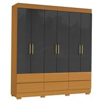 Guarda Roupa Casal Marrocos 6 Portas 187 Cm Cinamomo Grafite Armoveis