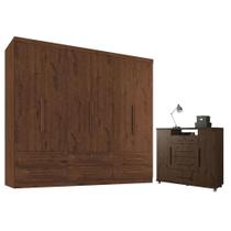 Guarda Roupa Casal Maximus 6 portas com Cômoda Sapateira Versátil 4 gavetas jacarandá Fosco-Zanzini Guarda Roupa Casal Maximus 6 portas com Cômoda Sapateira Versátil 4 gavetas jacarandá Fosco-Zanzini