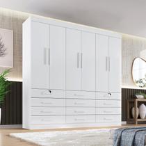 Guarda Roupa Casal MDF 6 Portas 12 Gavetas Marselha Plus