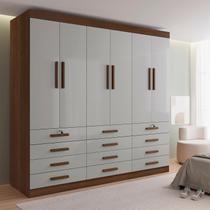 Guarda-Roupa Casal MDF 6 Portas 12 Gavetas Marselha Plus Marrom/Castanho/Off White Guarda-Roupa Casal MDF 6 Portas 12 Gavetas Marselha Plus Marrom/Castanho/Off White