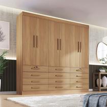 Guarda Roupa Casal MDF 6 Portas 12 Gavetas Marselha Plus Marrom/Cinamomo