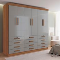 Guarda Roupa Casal MDF 6 Portas 12 Gavetas Marselha Plus Marrom/Cinamomo/Off White Guarda Roupa Casal MDF 6 Portas 12 Gavetas Marselha Plus Marrom/Cinamomo/Off White