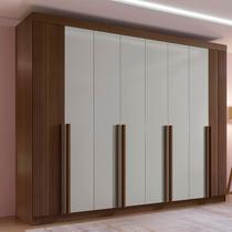 Guarda-Roupa Casal MDF 8 Portas Ripado Imperio Marrom/Castanho/Off White