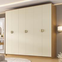 Guarda-Roupa Casal MDF BP com 6 Portas e 4 Gavetas Asti Marrom/Nogueira/Off White Guarda-Roupa Casal MDF BP com 6 Portas e 4 Gavetas Asti Marrom/Nogueira/Off White