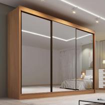 Guarda Roupa Casal MDF Espelhado 3 Portas 6 Gavetas Qatar Marrom/Cinamomo