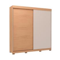 Guarda-Roupa Casal MDF Herval Olivia, 2 Portas de Correr, Carvalho Nature e Off White, Sem Espelho