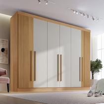 Guarda-Roupa Casal MDF Ripado 6 Portas 6 Gavetas Paris Plus Marrom/Cinamomo/Off White Guarda-Roupa Casal MDF Ripado 6 Portas 6 Gavetas Paris Plus Marrom/Cinamomo/Off White