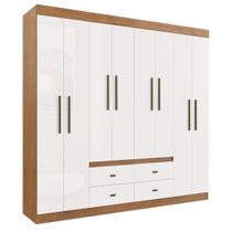 Guarda Roupa Casal MDP 08 Portas 04 Gavetas Las Vegas Cor: Nogueira Off White
