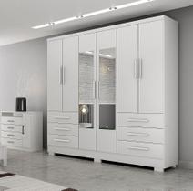 Guarda-Roupa Casal MDP com Espelho 6 Portas 6 Gavetas Dakar Branco