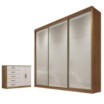 Guarda Roupa Casal Medelim e Cômoda Seul Cumaru 25 Fendi - Novo Horizonte Guarda Roupa Casal Medelim e Cômoda Seul Cumaru 25 Fendi - Novo Horizonte