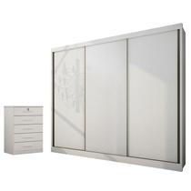 Guarda Roupa Casal Medelim e Gaveteiro Suiça Neve - Novo Horizonte