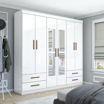 Guarda-Roupa Casal Medelin 6 Portas 4 Gavetas com Espelho Multimóveis CR35557 Guarda-Roupa Casal Medelin 6 Portas 4 Gavetas com Espelho Multimóveis CR35557