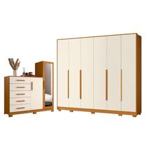 Guarda Roupa Casal Mercure 6 portas e Cômoda New Master 02 portas e 05 gavetas Cinamomo Off White - Móveis Albatroz Guarda Roupa Casal Mercure 6 portas e Cômoda New Master 02 portas e 05 gavetas Cinamomo Off White - Móveis Albatroz