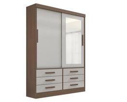 Guarda Roupa Casal Meridian com Espelho 2 Portas 6 Gavetas com pés - D Doro