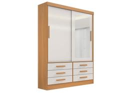 Guarda Roupa Casal Meridian com Espelho 2 Portas 6 Gavetas com pés - D Doro