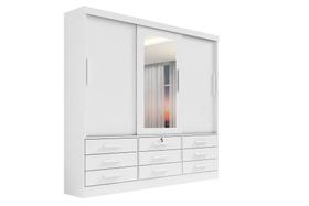 Guarda Roupa Casal Meridian com Espelho 3 Portas 9 Gavetas com pés - D Doro