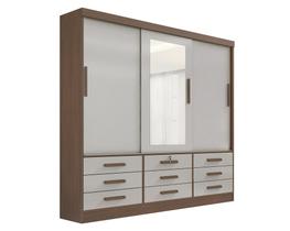 Guarda Roupa Casal Meridian com Espelho 3 Portas 9 Gavetas com pés - D Doro
