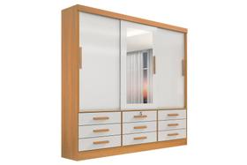 Guarda Roupa Casal Meridian com Espelho 3 Portas 9 Gavetas com pés - D Doro