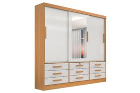 Guarda Roupa Casal Meridian com Espelho 3 Portas 9 Gavetas com pés - D Doro