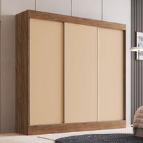 Guarda-Roupa Casal Michigan 3 Portas 4 Gavetas 100% Mdf Castanho/Nude - Doripel Guarda-Roupa Casal Michigan 3 Portas 4 Gavetas 100% Mdf Castanho/Nude - Doripel