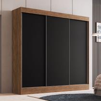 Guarda-Roupa Casal Michigan 3 Portas 4 Gavetas 100% Mdf Castanho/Preto - Doripel Guarda-Roupa Casal Michigan 3 Portas 4 Gavetas 100% Mdf Castanho/Preto - Doripel