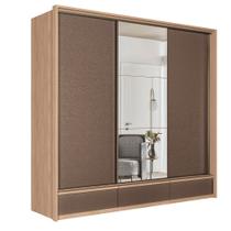 Guarda Roupa Casal Milan 3 Portas de Correr com Espelhos Wood/Terracota Santos Andira