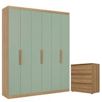 Guarda Roupa Casal Milan 6 Portas Capuccino Menta e Cômoda Gaveteiro Condessa Capuccino - THB Guarda Roupa Casal Milan 6 Portas Capuccino Menta e Cômoda Gaveteiro Condessa Capuccino - THB