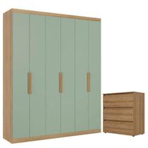 Guarda Roupa Casal Milan 6 Portas Capuccino Menta E Cômoda Gaveteiro Condessa Capuccino - Thb