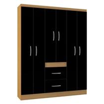 Guarda Roupa Casal Milão 6 Portas Damasco Preto Poquema