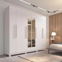 Guarda-Roupa Casal Milão 8 Portas 4 Gavetas com Espelho Branco - Imop Branco Guarda-Roupa Casal Milão 8 Portas 4 Gavetas com Espelho Branco - Imop Branco