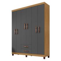 Guarda Roupa Casal Modena 6 Portas Carvalho Americano Grafite - Incorplac Guarda Roupa Casal Modena 6 Portas Carvalho Americano Grafite - Incorplac