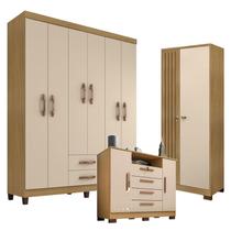 Guarda Roupa Casal Modena 6 Portas com Cômoda Madri e Armário Multiuso Versatile 2 Portas com Chave Carvalho Americano Off White - Incorplac Guarda Roupa Casal Modena 6 Portas com Cômoda Madri e Armário Multiuso Versatile 2 Portas com Chave Carvalho Americano Off White - Incorplac