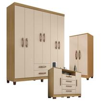 Guarda Roupa Casal Modena com Cômoda Madri e Armário Multiuso Recife Carvalho Americano Off White Incorplac Guarda Roupa Casal Modena com Cômoda Madri e Armário Multiuso Recife Carvalho Americano Off White Incorplac
