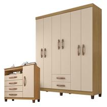 Guarda Roupa Casal Módena com Cômoda Sapateira Cannes Carvalho Americano Off White Incorplac Guarda Roupa Casal Módena com Cômoda Sapateira Cannes Carvalho Americano Off White Incorplac