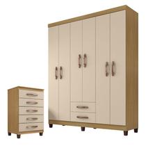 Guarda Roupa Casal Módena e Cômoda Cannes 5 Gavetas Carvalho Americano Off White - Incorplac Guarda Roupa Casal Módena e Cômoda Cannes 5 Gavetas Carvalho Americano Off White - Incorplac