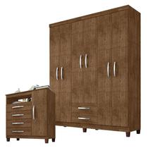 Guarda Roupa Casal Módena e Cômoda Sapateira Cannes Malbec - Incorplac