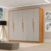 Guarda Roupa Casal Moderno Cordoba 100% Mdf c/ 6 Portas Corrediças Telescópicas - Luapa - Freijó/Mani