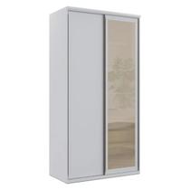 Guarda Roupa Casal Modulado 100% MDF 2 Portas de Correr 1 Espelho Reflecta 6 Gavetas de 1,20m Branco - Evolution - Robel Móveis