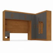 Guarda-Roupa Casal Modulado 3 Peças 5 Portas 9 Gavetas com Espelhos e Maleiro 100% MDF Yescasa Marrom/Cinamomo Chumbo Guarda-Roupa Casal Modulado 3 Peças 5 Portas 9 Gavetas com Espelhos e Maleiro 100% MDF Yescasa Marrom/Cinamomo Chumbo