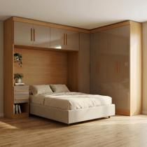 Guarda Roupa Casal Modulado 3 Peças 9 Portas 5 Gavetas com Cabeceira em MDF Yescasa Cinamomo/Cappuccino Guarda Roupa Casal Modulado 3 Peças 9 Portas 5 Gavetas com Cabeceira em MDF Yescasa Cinamomo/Cappuccino