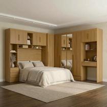 Guarda Roupa Casal Modulado 4 Peças 11 Portas 5 Gavetas com Cabeceira e Escrivaninha 100% MDF Smart Cinamomo Guarda Roupa Casal Modulado 4 Peças 11 Portas 5 Gavetas com Cabeceira e Escrivaninha 100% MDF Smart Cinamomo